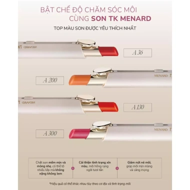 Son dưỡng có màu Menard TK Lipstick – Dưỡng môi mềm mịn, giảm lão hóa, 639.000₫ 6
