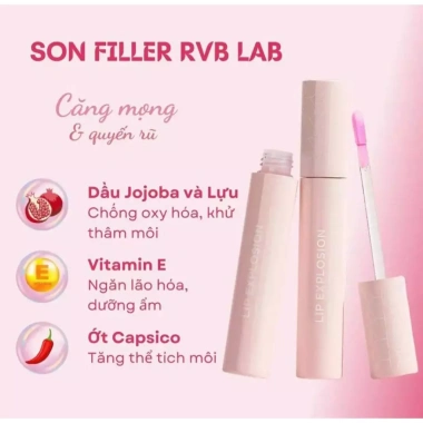 Son dưỡng filler môi RVB LAB - Bí quyết đôi môi căng mọng, giảm giá 22% chỉ 780.000đ Son dưỡng filler môi RVB LAB - Bí quyết đôi môi căng mọng, giảm giá 22% chỉ 780.000đ