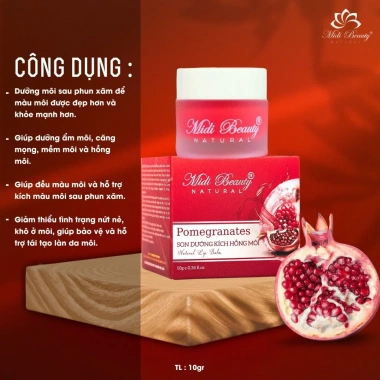 Son Dưỡng Hồng Môi Lựu Đỏ 10gr - Màu Hồng Cam, kèm cọ, Pomegranates Lip Balm Midi Beauty - 69.500₫