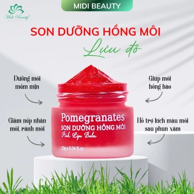 Son Dưỡng Hồng Môi Lựu Đỏ 10gr Midi Beauty Natural Mua 02 – Tặng 2 Cọ + 10 Mask, chỉ 74.999₫