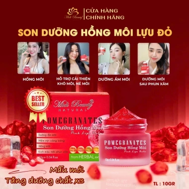 Son Dưỡng Hồng Môi Lựu Đỏ 10gr - Tặng 5 Mask Lựu Đỏ - Mua 2 Tặng 20 Mask - Giá ưu đãi 74.999₫