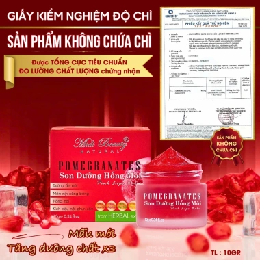 Son Dưỡng Hồng Môi Lựu Đỏ 10gr - Tặng 5 Mask Lựu Đỏ - Mua 2 Tặng 20 Mask - Giá ưu đãi 74.999₫