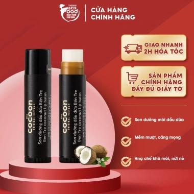 Son Dưỡng Môi Cocoon Dầu Dừa Bến Tre 5g - Dưỡng ẩm sâu, không gây khô, Giá chỉ 31.000₫ Son Dưỡng Môi Cocoon Dầu Dừa Bến Tre 5g - Dưỡng ẩm sâu, không gây khô, Giá chỉ 31.000₫