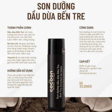 Son Dưỡng Môi Dầu Dừa Bến Tre Cocoon 5g Dưỡng ẩm, môi hồng hào, giá 500.000 VND 2 Son Dưỡng Môi Dầu Dừa Bến Tre Cocoon 5g Dưỡng ẩm, môi hồng hào, giá 500.000 VND 2