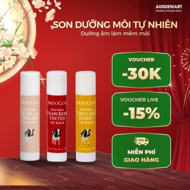 Son dưỡng môi lành tính ăn được MooGoo 5g - Dưỡng ẩm, mềm môi, Hàng Úc, 149k