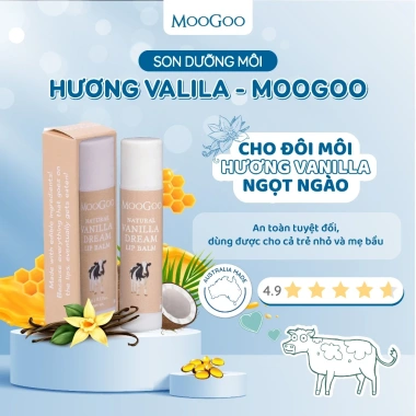 Son dưỡng môi lành tính ăn được MooGoo 5g - Dưỡng ẩm, mềm môi, Hàng Úc, 149k