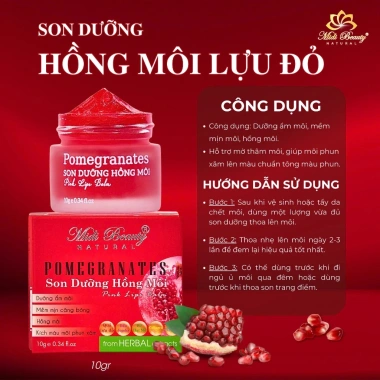 Son Dưỡng Môi Lựu Đỏ và Cherry 10gr, tặng Cây Cọ và 3 Mask Midi Beauty Natura Giá 120k