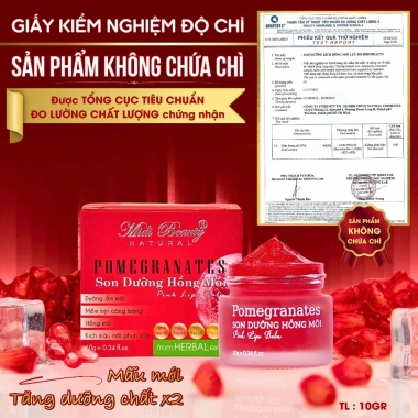 Son Dưỡng Môi Lựu Đỏ và Cherry 10gr, tặng Cây Cọ và 3 Mask Midi Beauty Natura Giá 120k
