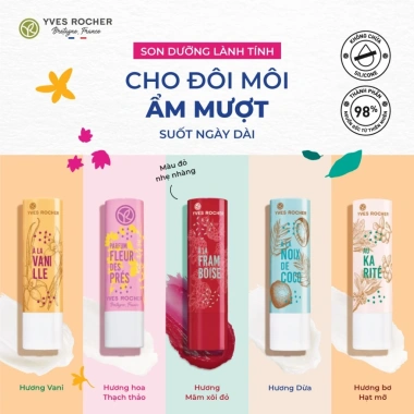 Son dưỡng môi Yves Rocher 4.8g đa dạng mùi hương, dưỡng ẩm, bảo vệ môi - Giá chỉ 171.000₫ 4