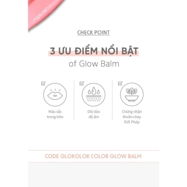 Son dưỡng thuần chay có màu Glokolor Glow Balm 5g - LG Makeup VN, dưỡng ẩm, màu tự nhiên, giảm giá 310.000₫ 6 Son dưỡng thuần chay có màu Glokolor Glow Balm 5g - LG Makeup VN, dưỡng ẩm, màu tự nhiên, giảm giá 310.000₫ 6
