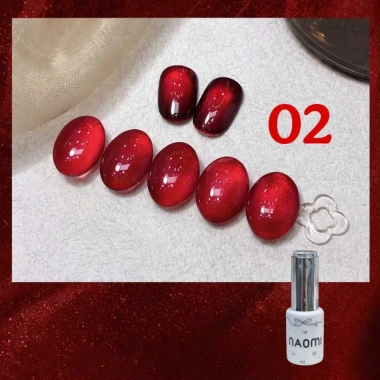 Sơn Gel Mèo Đỏ Naomi 2.026 - Thạch và Flas Đỏ, Giá 60k, Dễ Bôi, Bám Mạnh