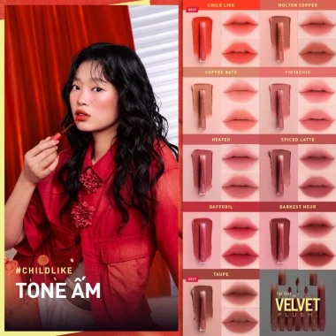 Son Kem 3CE Velvet Lip Tint Plush Lì Nhung Mịn Giá 448k Giảm mạnh Màu lì Dưỡng ẩm 6