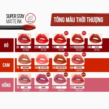 Son Kem Lì Maybelline NY Superstay Matte Ink 5ml - Bền Màu, Giá 278.000₫ giảm từ 336.380₫