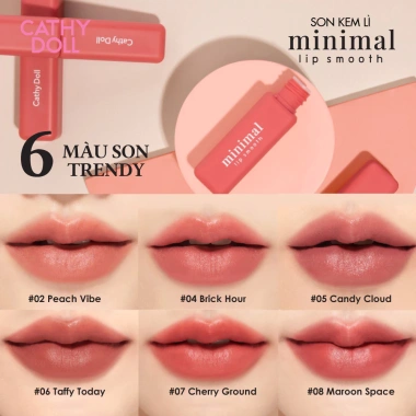 Son Kem Lì Minimal Cathy Doll 2.7g – Mỏng Mịn, Che Phủ Khuyết Điểm Môi, 124.000₫