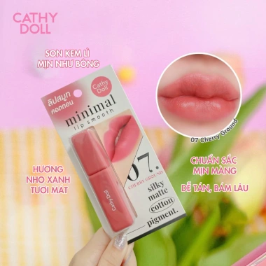 Son Kem Lì Minimal Cathy Doll 2.7g – Mỏng Mịn, Che Phủ Khuyết Điểm Môi, 124.000₫