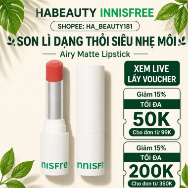 Son lì siêu nhẹ Innisfree Airy Matte 3.5g - Màu mịn, bền lâu, giá chỉ 145k