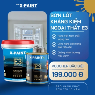 Sơn Lót Chống Kiềm Ngoại Thất X-Paint E3 Bề Mặt Mịn Hoàn Hảo, Ngăn Kiềm Hóa Mạnh