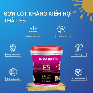Sơn Lót Kháng Kiềm X-Paint E5 Plus - Độ Phủ Hoàn Hảo, Chống Thấm, Chống Rêu Mốc, Giá Ưu Đãi 219.600₫ 2