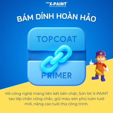 Sơn lót X-Paint S3.000 1kg - Chống kiềm, ẩm, thấm ngoại thất, tặng chổi sơn - 255k 8