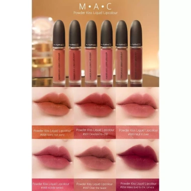 Son MAC 997 Powder Kiss Liquid - Nâu Tây, giá 550k (giảm từ 715k), màu mịn, lâu trôi