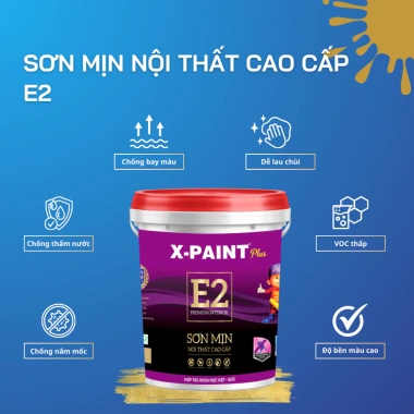 Sơn Mịn Nội Thất Cao Cấp E2 X-Paint Plus - Kháng Kiềm, Chống Nấm Mốc, Độ Phủ Cao, Giá 95.290 2