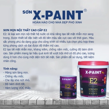 Sơn Mịn Nội Thất Cao Cấp E2 X-Paint Plus - Kháng Kiềm, Chống Nấm Mốc, Độ Phủ Cao, Giá 95.290 3