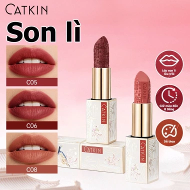 Son môi CATKIN lì kháng nước bền màu, vỏ chạm khắc sang trọng, thời trang 3.6g - 215.600 VND Son môi CATKIN lì kháng nước bền màu, vỏ chạm khắc sang trọng, thời trang 3.6g - 215.600 VND