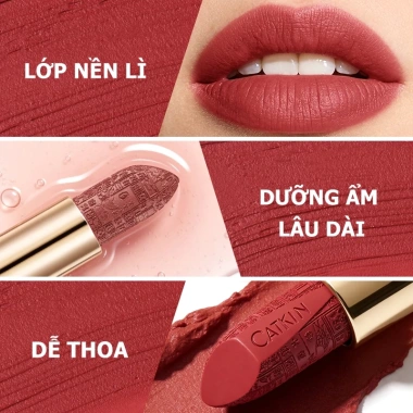 Son môi CATKIN lì kháng nước bền màu, vỏ chạm khắc sang trọng, thời trang 3.6g - 215.600 VND