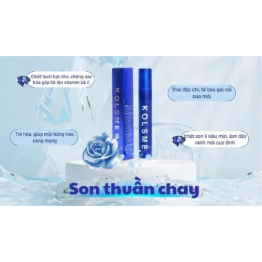 Son môi thuần chay Kolsme dưỡng ẩm, an toàn cho mẹ bầu, giảm giá 18%