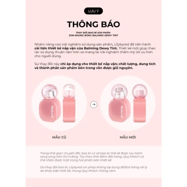 Son Nhung Bóng Lì Lilybyred Balming Dewy Tint 6g Màu Tự Nhiên, Dưỡng ẩm, Giá 260.000₫
