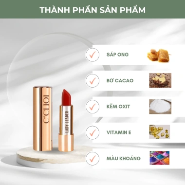 Son sáp lì C'Choi Red&Rex Đỏ Cam – Mịn Mượt, Nhẹ Môi, An Toàn cho phụ nữ có thai, chỉ 390.000₫