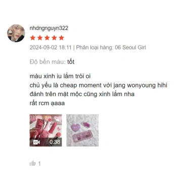 Son thạch tint bóng thuần chay Amuse Jel Fit Tint - Màu 01 03 05 06 11 12 3,8g Giá 288.610 VND 9