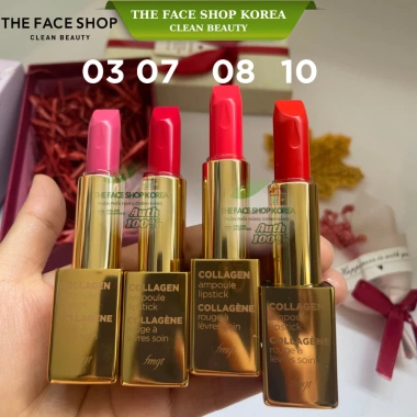 Son thỏi dưỡng môi Collagen Ampoule The Face Shop 8 màu căng mọng, quyến rũ, giá 450k 3 Son thỏi dưỡng môi Collagen Ampoule The Face Shop 8 màu căng mọng, quyến rũ, giá 450k 3