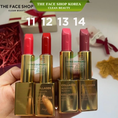 Son thỏi dưỡng môi Collagen Ampoule The Face Shop 8 màu căng mọng, quyến rũ, giá 450k