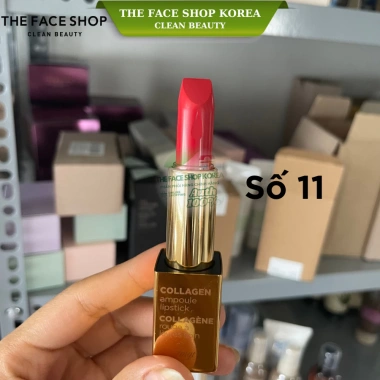 Son thỏi dưỡng môi Collagen Ampoule The Face Shop 8 màu căng mọng, quyến rũ, giá 450k