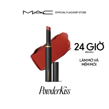 Son thỏi MAC Powder Kiss Velvet Blur Slim Stick dưỡng ẩm, giữ màu 12H, chỉ 860.000đ