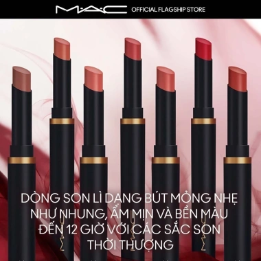 Son thỏi MAC Powder Kiss Velvet Blur Slim Stick dưỡng ẩm, giữ màu 12H, chỉ 860.000đ