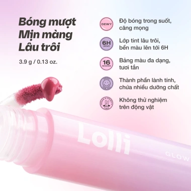 Son Tint Bóng OFÉLIA Lolli Glow 3.9g - Màu Tự Nhiên, Dưỡng Ẩm, Giá Ưu Đãi 259k
