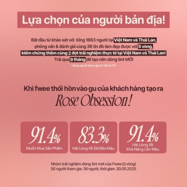 Son tint căng mọng Fwee Rose Obsession Stay-fit 3.6g - Hàn Quốc bền màu không lem, chỉ 276.760₫ 7 Son tint căng mọng Fwee Rose Obsession Stay-fit 3.6g - Hàn Quốc bền màu không lem, chỉ 276.760₫ 7