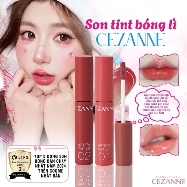 Son tint dưỡng bóng CEZANNE Watery Tint Lip Hàng Nhật - Mịn môi, căng mọng, bền màu, chỉ 176.000đ