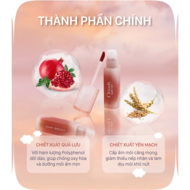 Son Tint Lì Siêu Nhẹ Cloudy Baby Bright 2,6g - Bám Màu Chuẩn Sắc Giá 104k Giảm 20% 3 Son Tint Lì Siêu Nhẹ Cloudy Baby Bright 2,6g - Bám Màu Chuẩn Sắc Giá 104k Giảm 20% 3