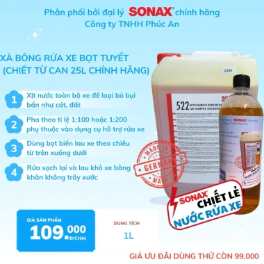 Sonax Gloss Shampoo 1L nhập Đức - Nước rửa xe ô tô, xe máy, bảo vệ sơn, giảm giá 119.000đ