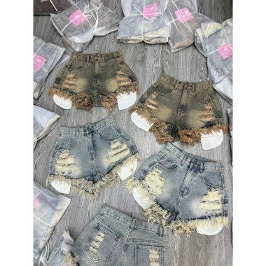 Sọt đùi jeans nữ rách cạp cao hách dáng 2 màu bụi nhạt - ôm eo, nâng v3, hách chân, chỉ 129k 8