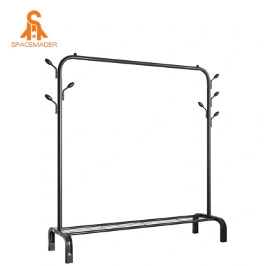 SPACEMADER Giá treo quần áo – Kệ treo đa năng đen trắng, kho chứa dưới, chất lượng cao, 85.000₫