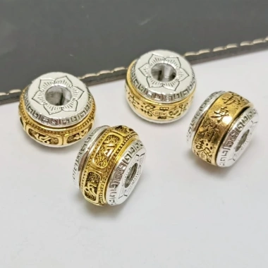 Spacer Hạt Tây Tạng Hợp Kim Bạc - Vòng Tay DIY Sáu Xương Mantra Xoay Hai Màu, Giá ưu đãi 32.326 VND Spacer Hạt Tây Tạng Hợp Kim Bạc - Vòng Tay DIY Sáu Xương Mantra Xoay Hai Màu, Giá ưu đãi 32.326 VND