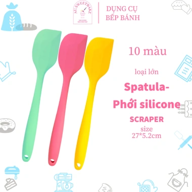 Spatula trộn bột silicon 27cm Au.sweetbake Phới dẹt chịu nhiệt, cây sên mứt đúc liền, giá ưu đãi 27.000₫