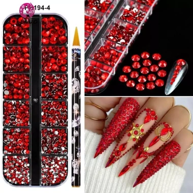 Springevenstar 12 Lưới Tròn Đáy Phẳng Móng Tay Kim Cương Giả AB Bút Khoan Lấp Lánh Trang Sức Đầy Màu Giá 33.990₫