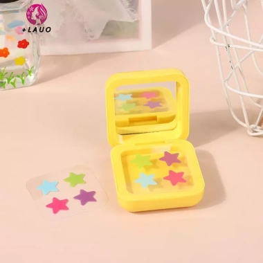 Springevenstar 1Box 32 miếng dán mụn vô hình 4 màu sửa phai màu, công cụ trang điểm ngôi sao có gương 7