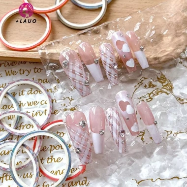 Springevenstar 5 cuộn băng móng tay 3D Dây cổ vũ - Dụng cụ DIY nghệ thuật, màu đa dạng, giá ưu đãi 31.570 VND