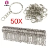 Springevenstar 50 chiếc DIY 25mm Đánh Bóng Bạc Móc Khóa Chia Vòng Ngắn
